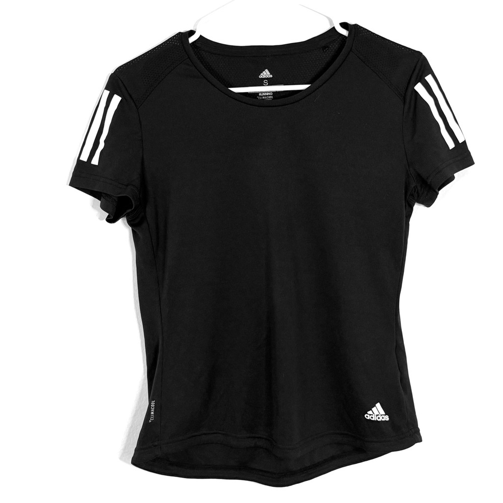 Adidas ClimaCool Black Running Tee with White Accents